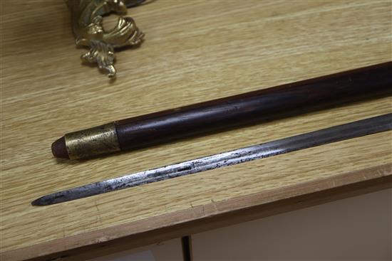 A rosewood swordstick length 97cm